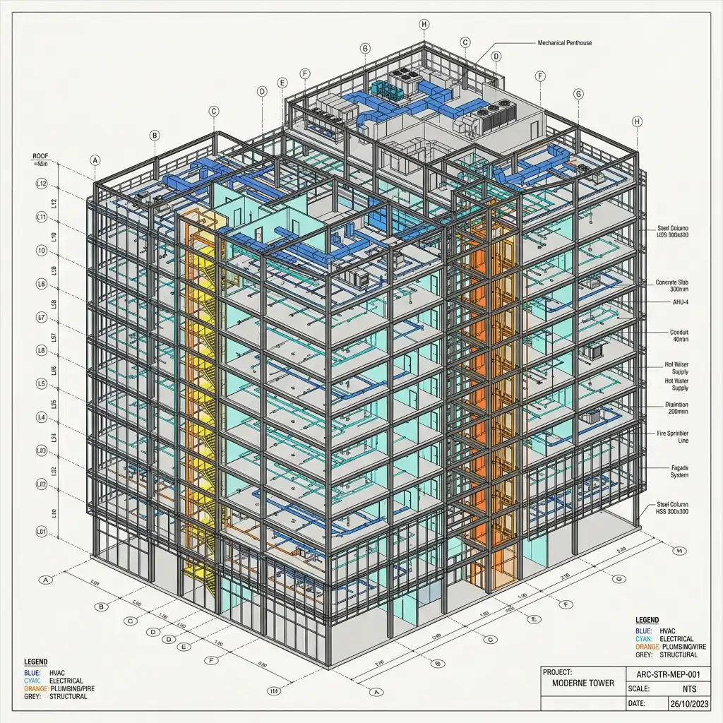 MEP Coordination Model / Building Skeleton